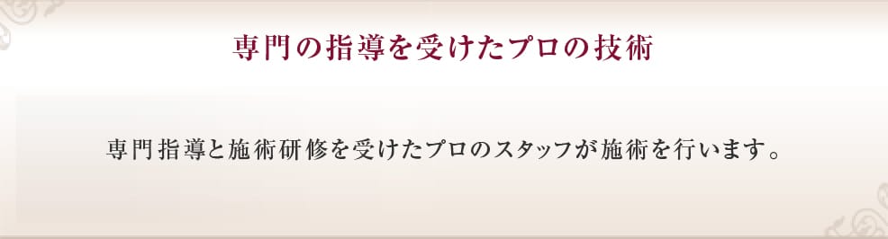 専門の指導を受けたプロの技術